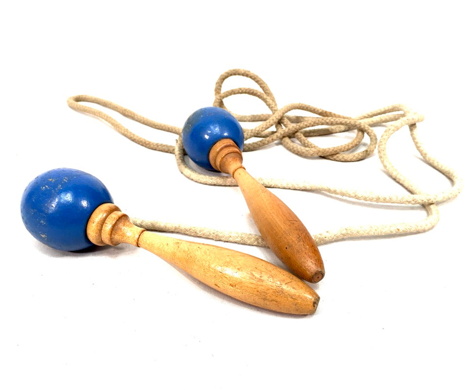 Vintage Children's Skipping Rope with Wooden Handles / Games & Toys / Antique