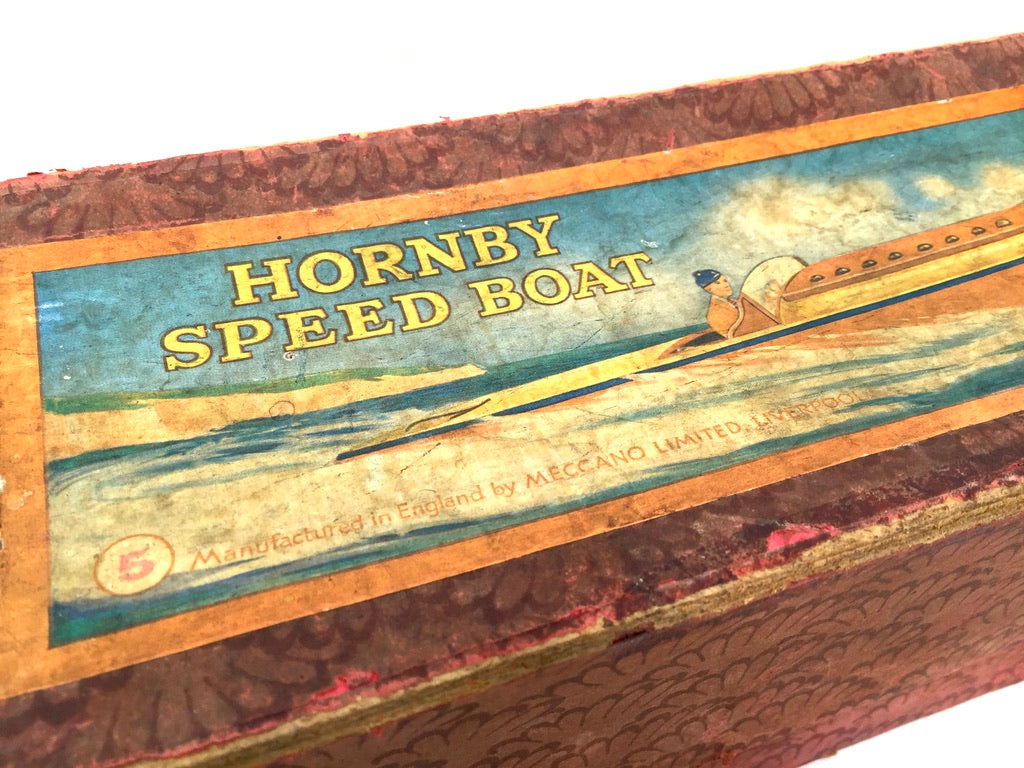 Antique Hornby Toy "Racer III" No.3 & Speedboat Tinplate Meccano Toy c.1930