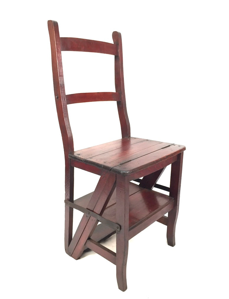 Antique 19th Century Wooden Oak Metamorphic Library Chair / Steps / Victorian