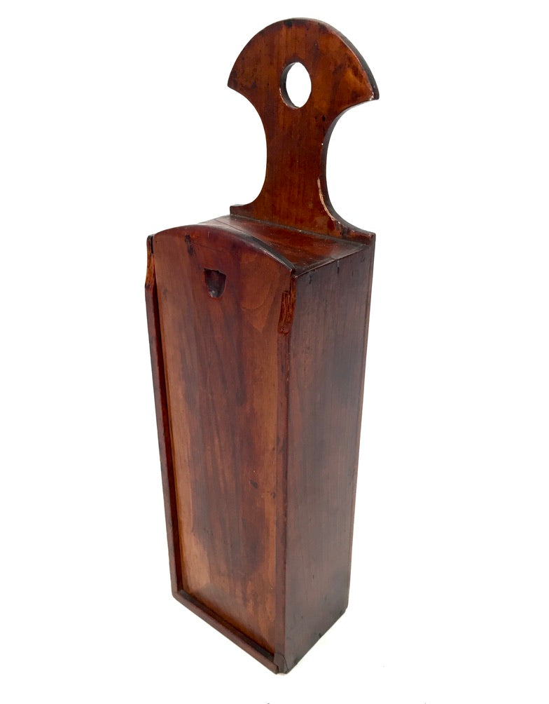 Antique Gothic Revival Wooden Candle Box / c.1900 Wall Hanging / Tabletop