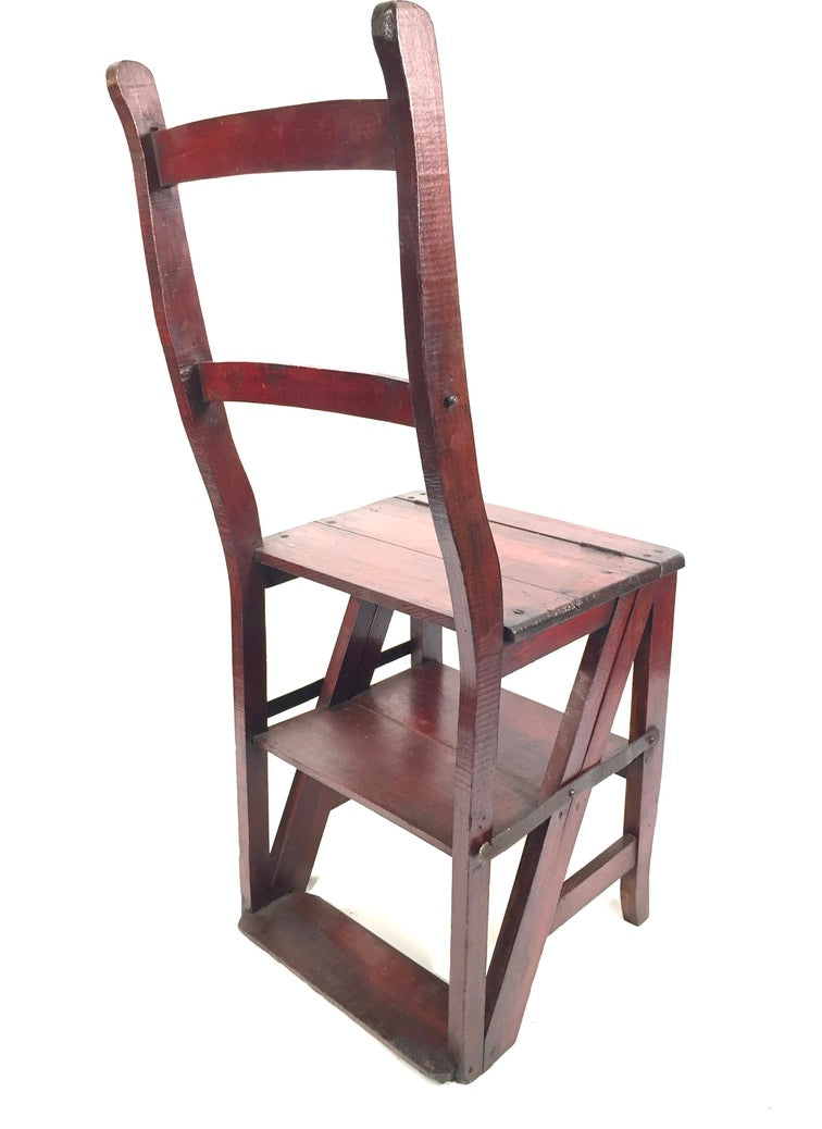 Antique 19th Century Wooden Oak Metamorphic Library Chair / Steps / Victorian