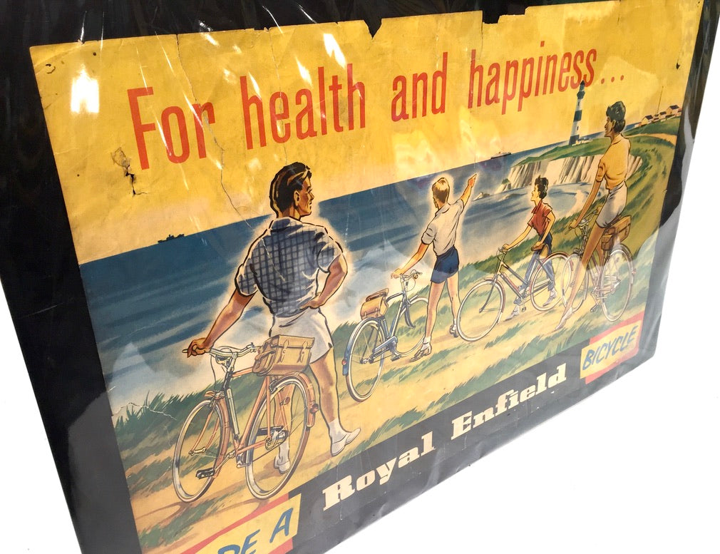 Antique Advertising - Early 20th Century Royal Enfield Bicycle Poster Sign c1930