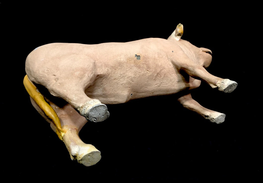 Antique Butchers Shop Counter Tabletop Bull / Cow Sculpture Figurine Statue