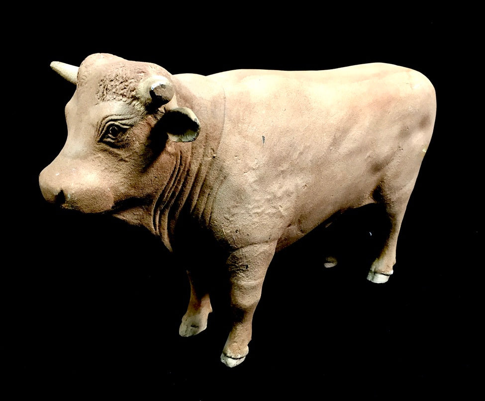 Antique Butchers Shop Counter Tabletop Bull / Cow Sculpture Figurine Statue