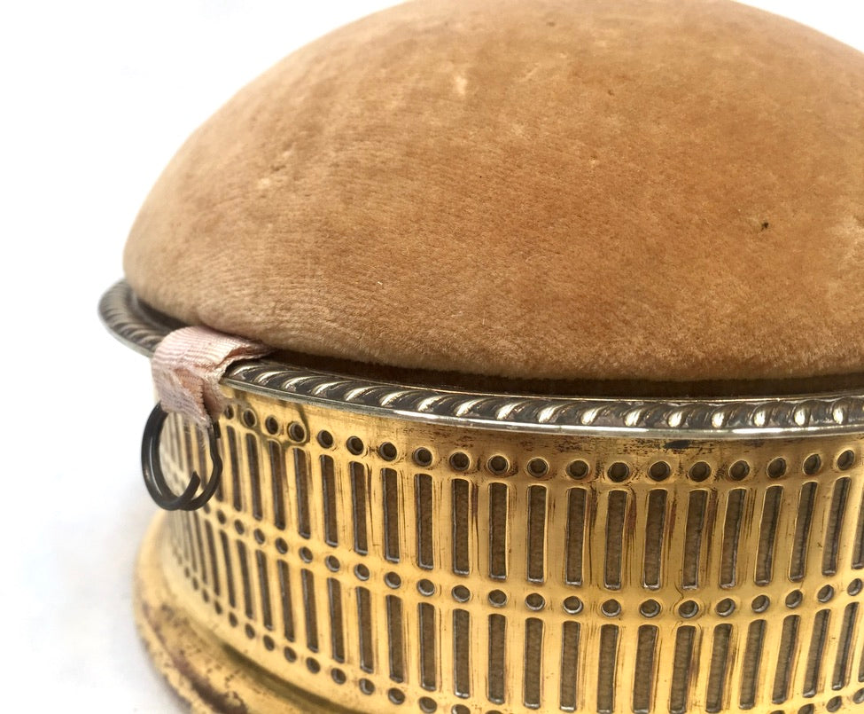 Antique Edwardian Ladies Brass Pin Cushion and Sewing Box / Trinket / Jewellery