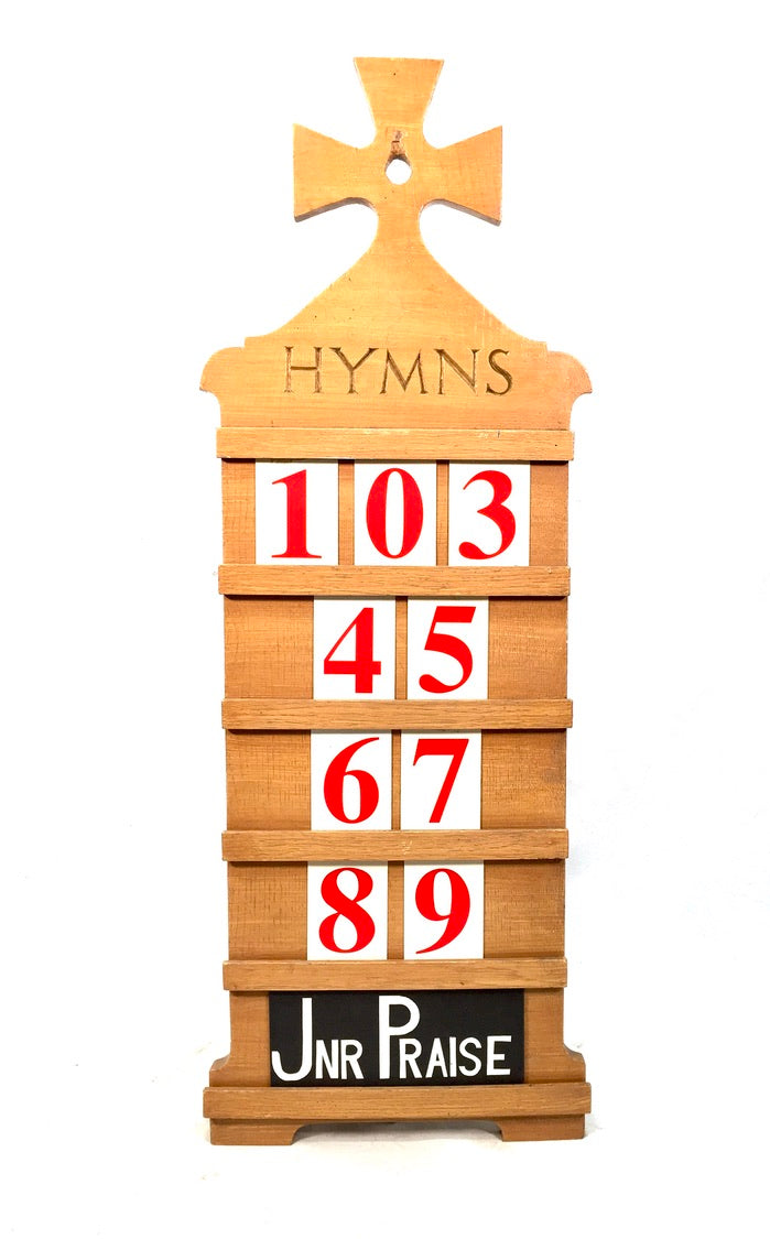 Vintage Large Wooden Church Used Hymn Board & Numbers Mid 20th Century c1950