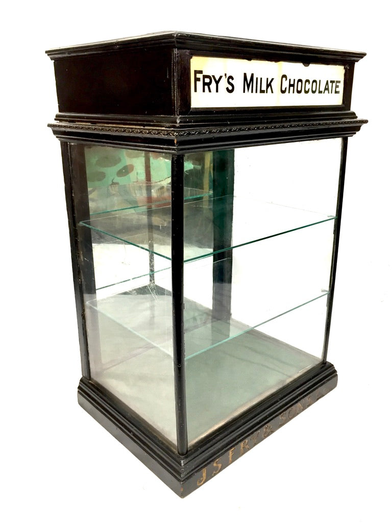 Antique J & S Fry's Chocolate Confectionery Glass Shop Counter Display Cabinet