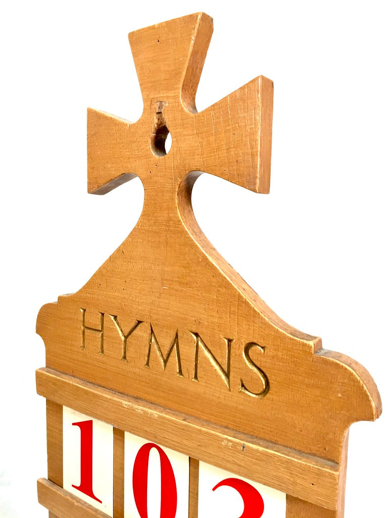 Vintage Large Wooden Church Used Hymn Board & Numbers Mid 20th Century c1950