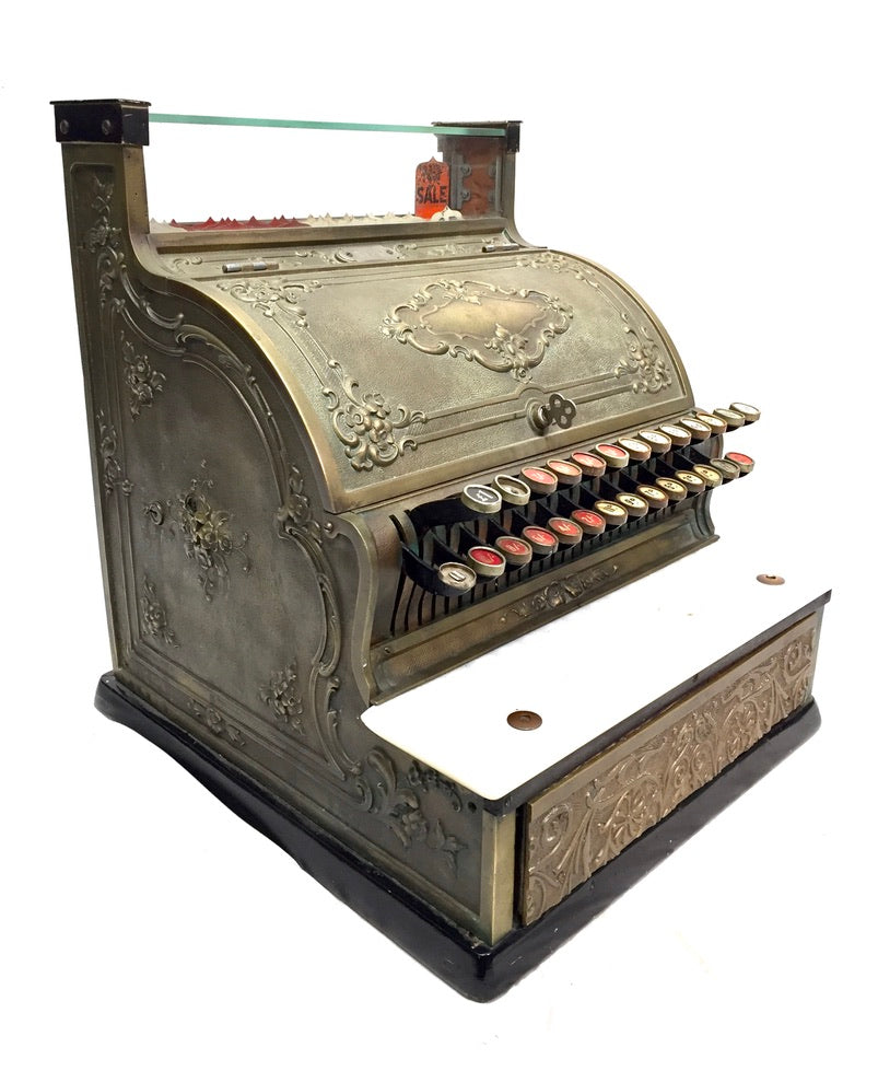 Antique Advertising - Brass Shop Used Cash Register Till / Working Order c.1900