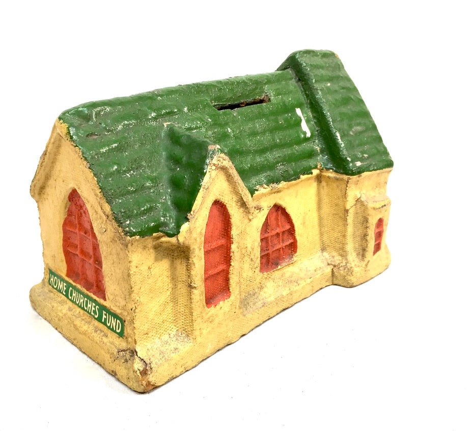 Vintage Papier Mache Collection Box For Home Church Fund Money Box / Antique