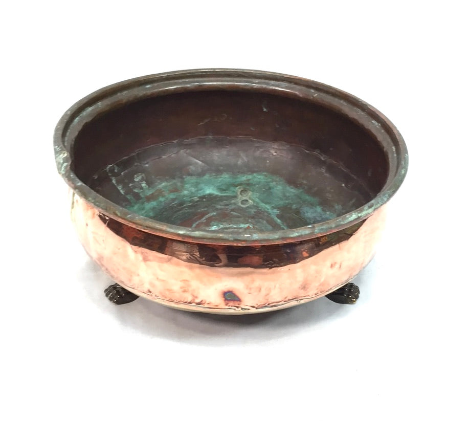 Antique Art Nouveau Copper Planter / Low Plant Pot / Jardiniere Arts & Crafts