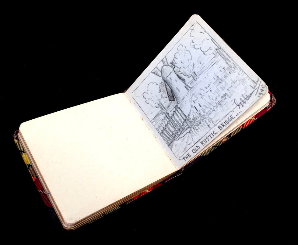 Antique 1920s Scottish Artist Sketch Book / Art Album / Diary with Drawings