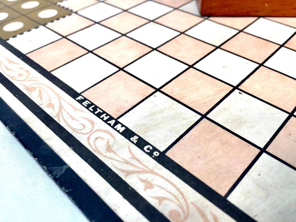 Antique 19th Century Halma Board Game Published by Woolley & Co London c.1890