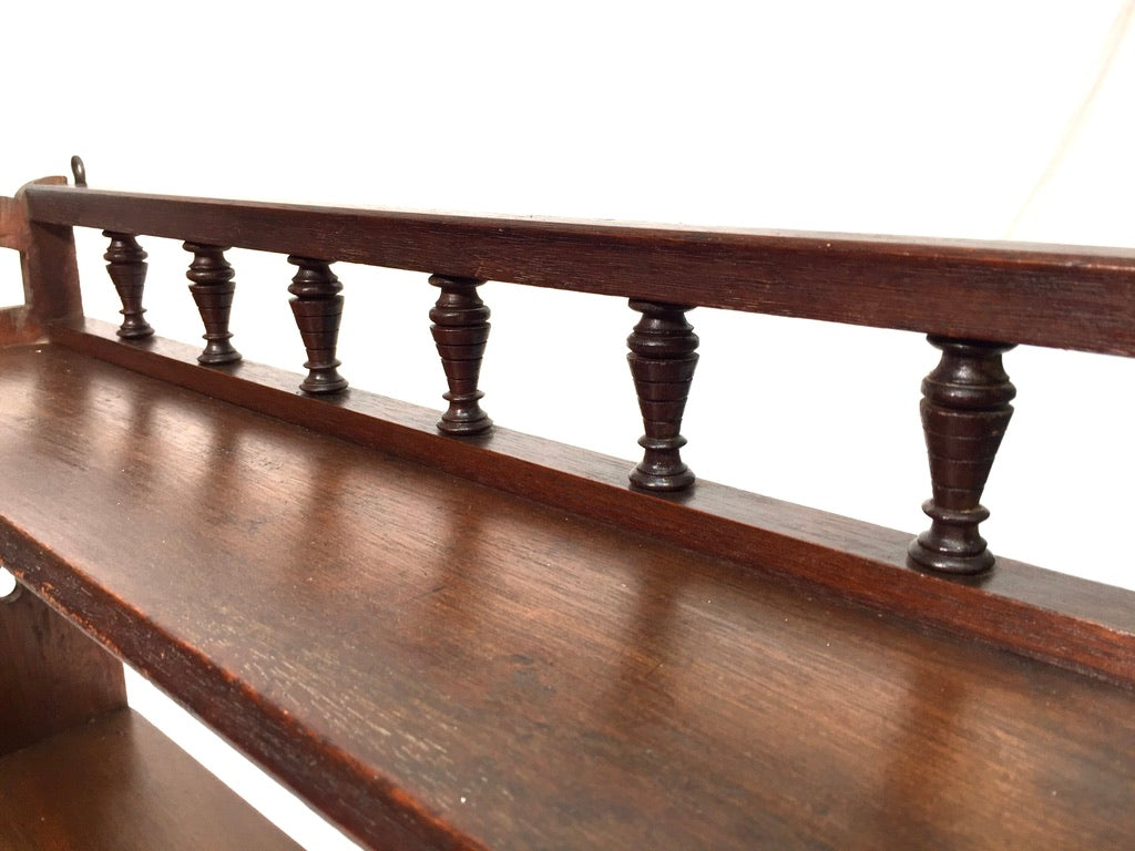 Antique Wooden Hand Carved Art Nouveau Wall Hanging Display Shelf c1900