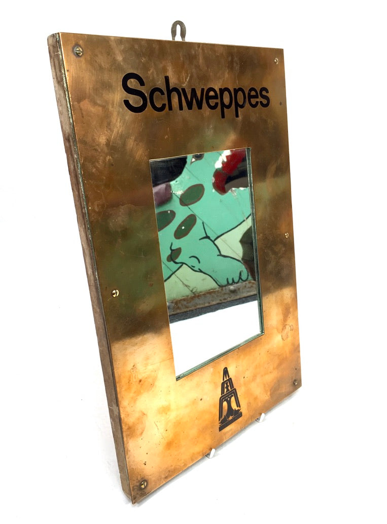 Antique Advertising - Shweppes Wall Hanging Mirror Sign / Pub Menu Board c.1920