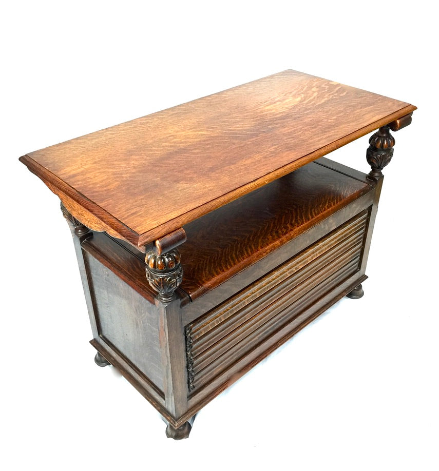 Antique Early 20th Century Oak Entrance Hall Monks Bench / Storage Seat