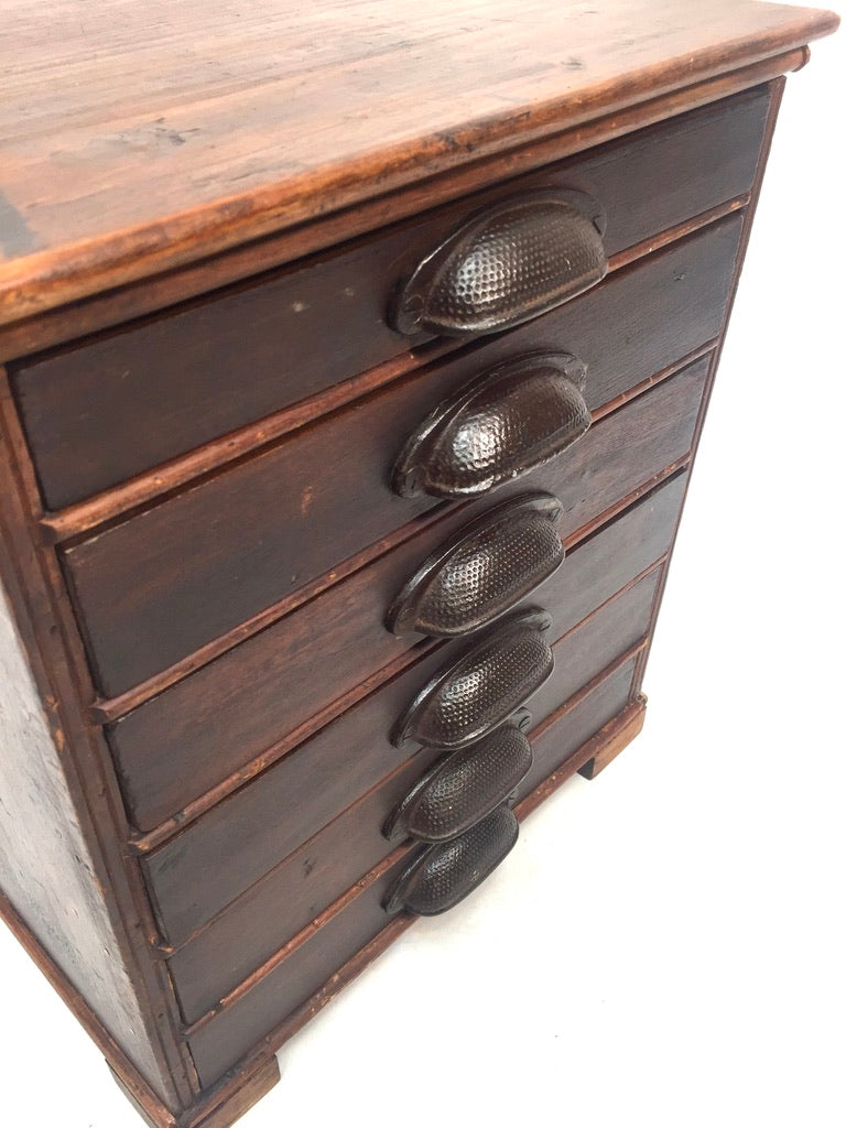 Antique Tabletop Wooden Chest of Collectors Drawers / Printers Storage Box c1900
