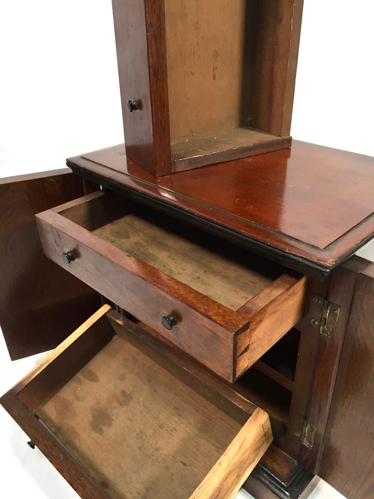 Antique Victorian Wooden Humidor / Small Chest of Drawers Collectors Cabinet Box