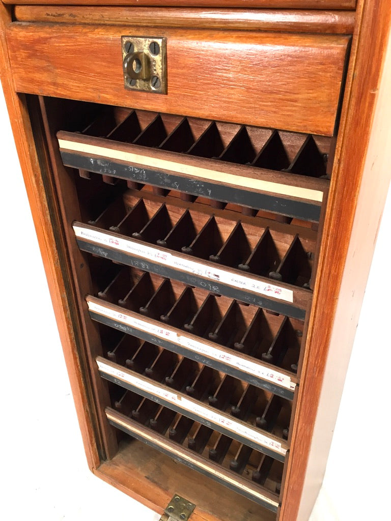 Antique 20th Century GWR Tambour Fronted Wall Mounted Railway Ticket Holder Rack
