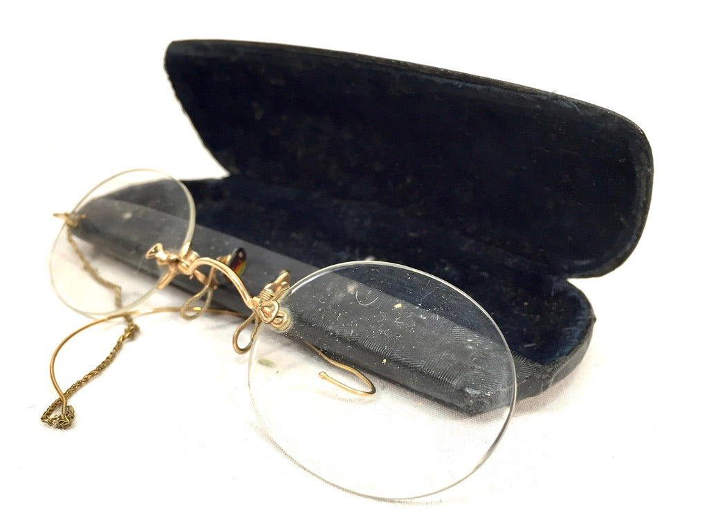 Antique Pince-Nez Glasses I Grennan Liverpool with Original Case Vintage Fashion