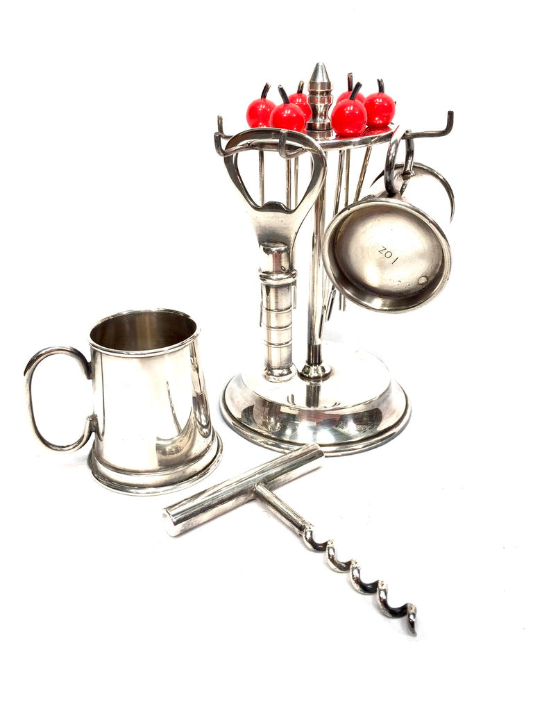 Antique Art Deco Silver Plated Cocktail Set by & PH Vogel &amp; Co / Complete c.1935