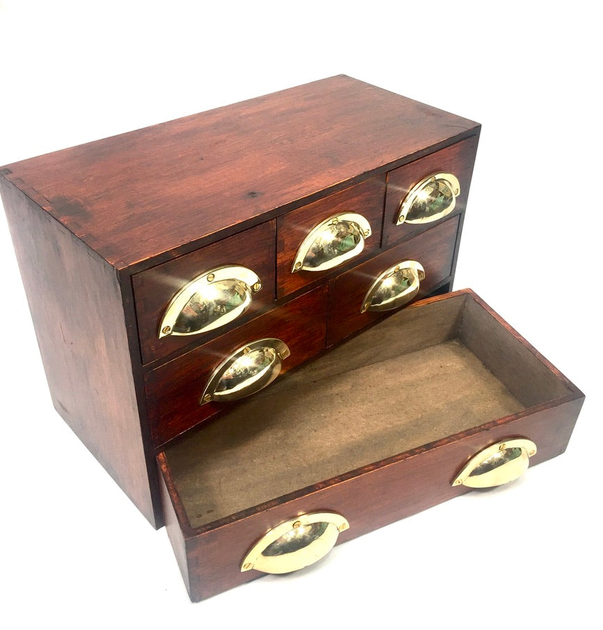 Vintage Wooden Tabletop Storage Drawers / Desktop Filing Cabinet Box c.1950