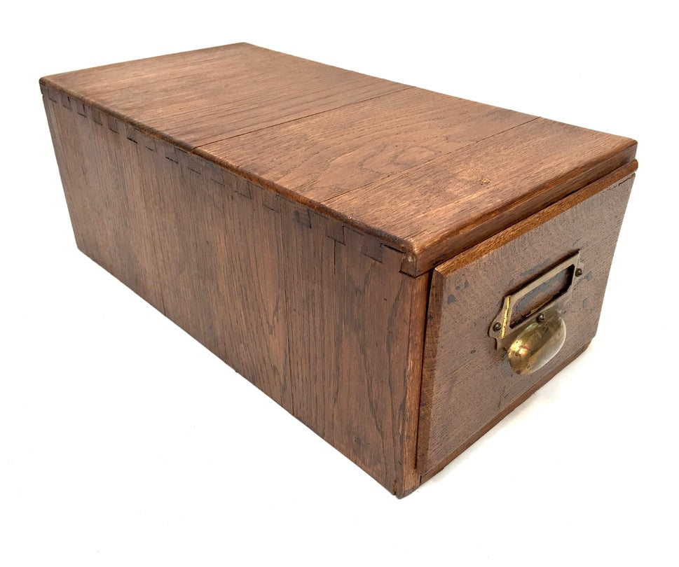 Antique Wooden Desktop Oak Stationery Index Filing Card Drawer / Cabinet / Box