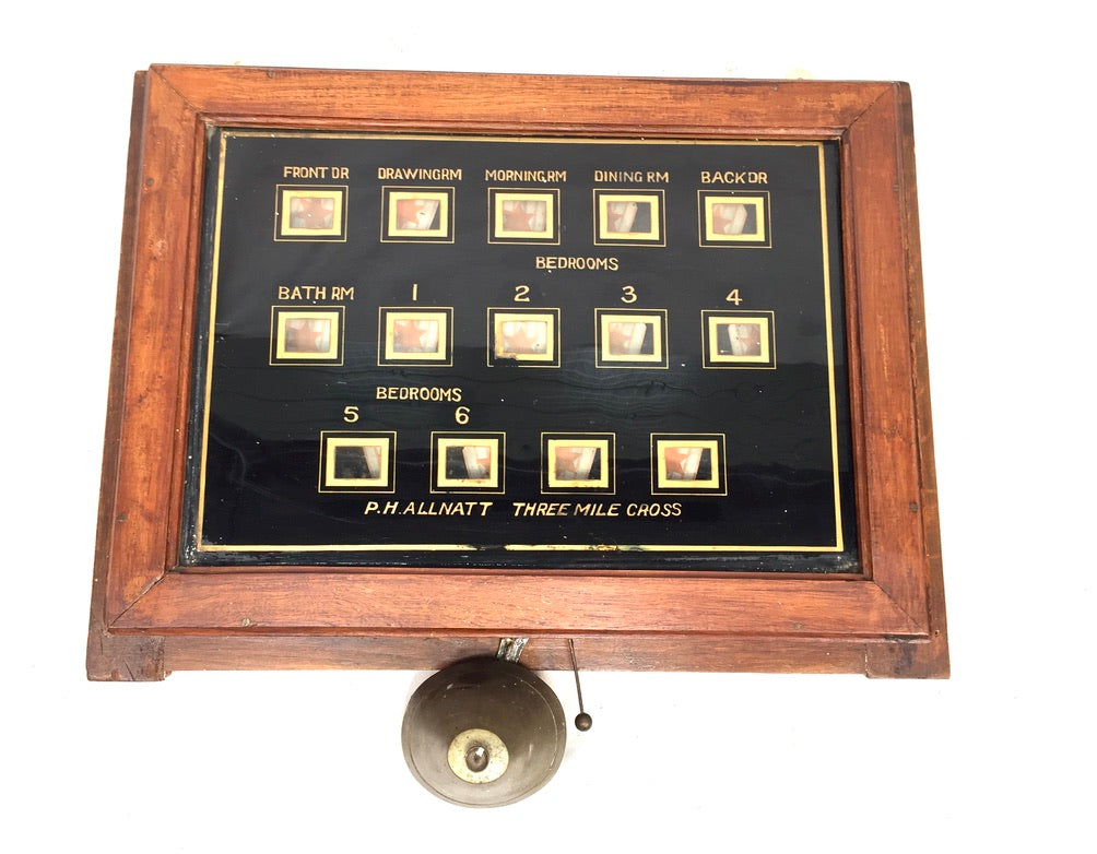 Antique Edwardian Wooden Servants Bell Board / Butlers Call Indicator c.1910