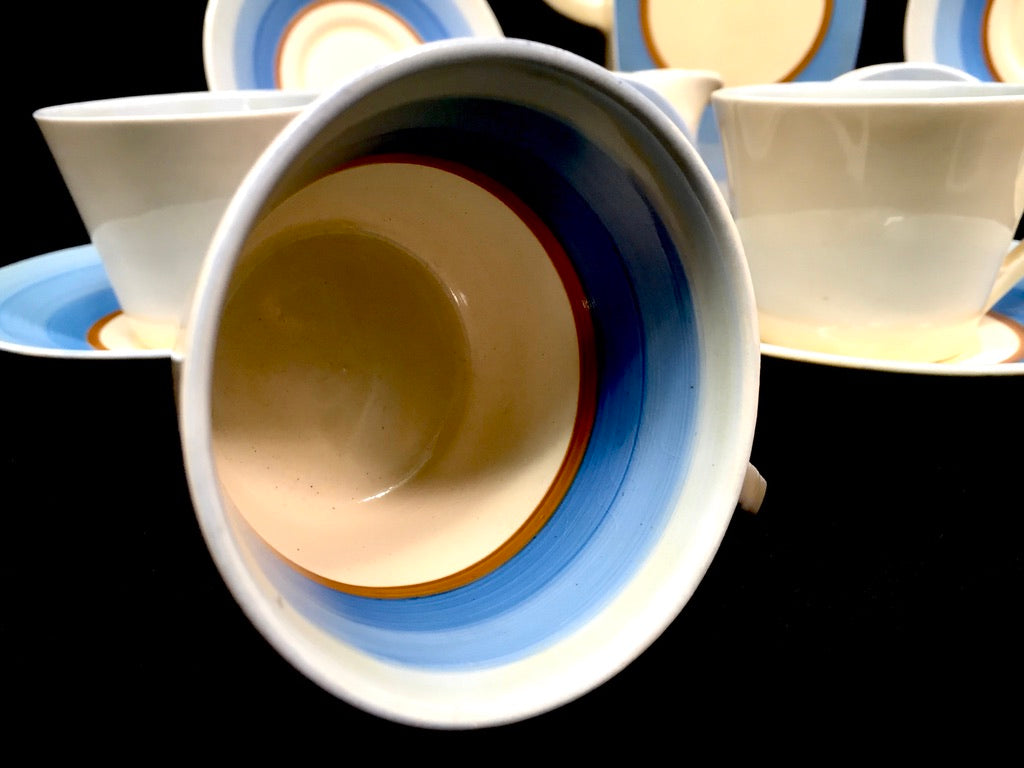 Clarice Cliff - Bonjour Shape Coffee / Tea Set / Art Deco Pottery / Antique