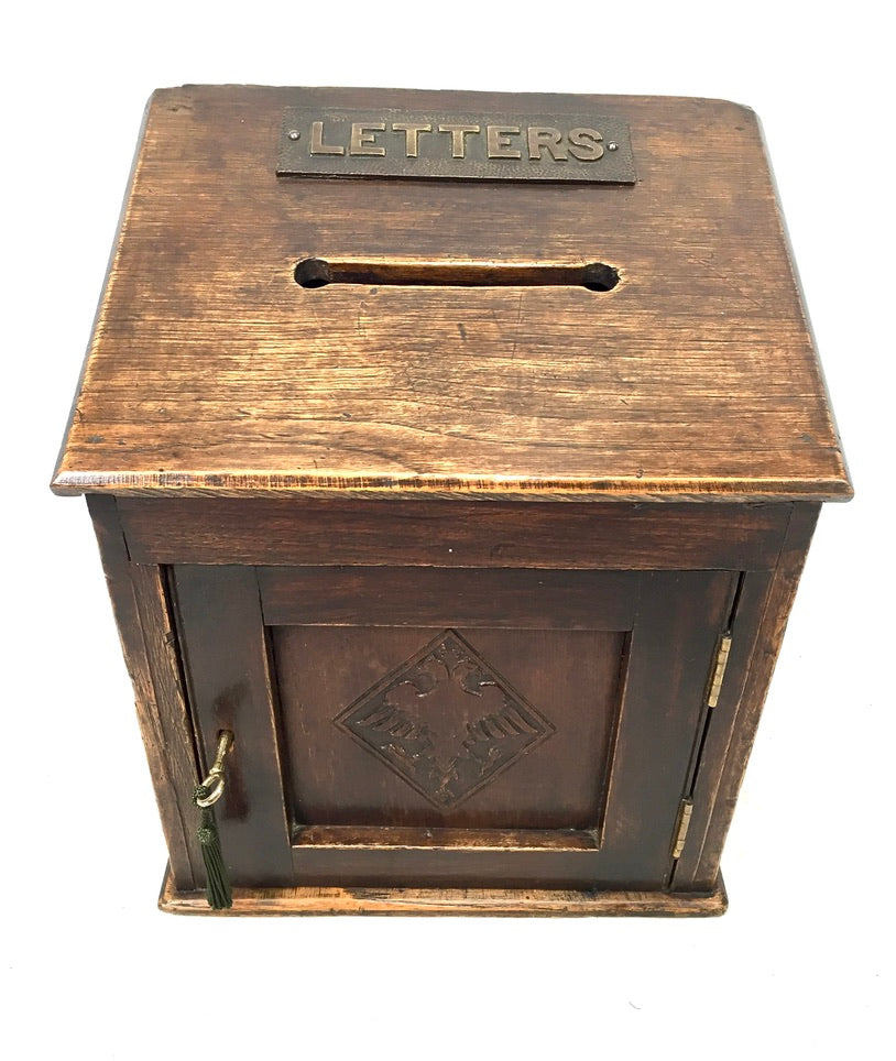 Antique Victorian Country House Wooden Letter / Post Box / Stationery c.1900