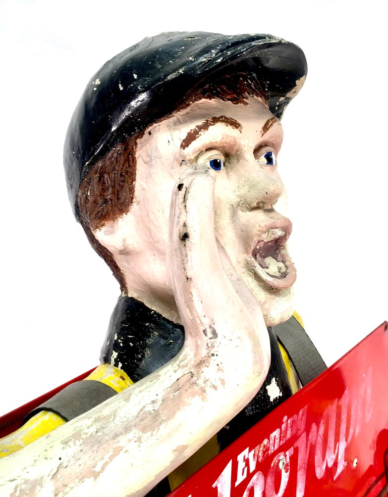 Life-Size Antique Advertising Display – 1970s Evening Telegraph Paper Boy