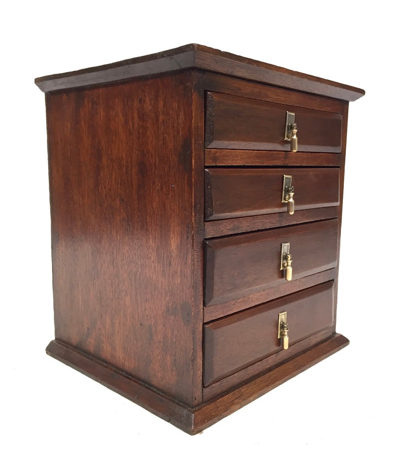 Antique Tabletop Wooden Chest of Drawers / Filing Storage Box Cabinet c.1950