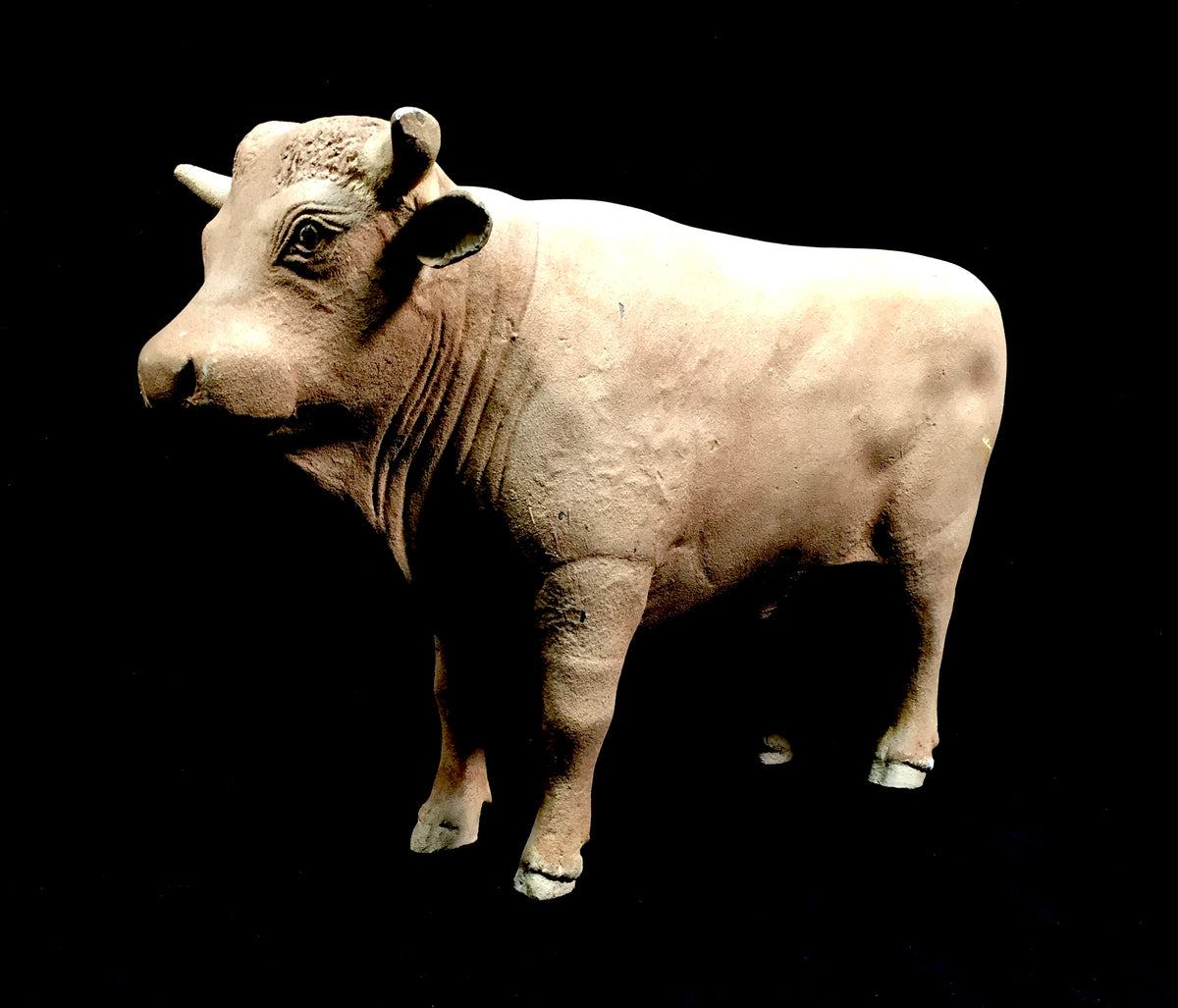 Antique Butchers Shop Counter Tabletop Bull / Cow Sculpture Figurine Statue