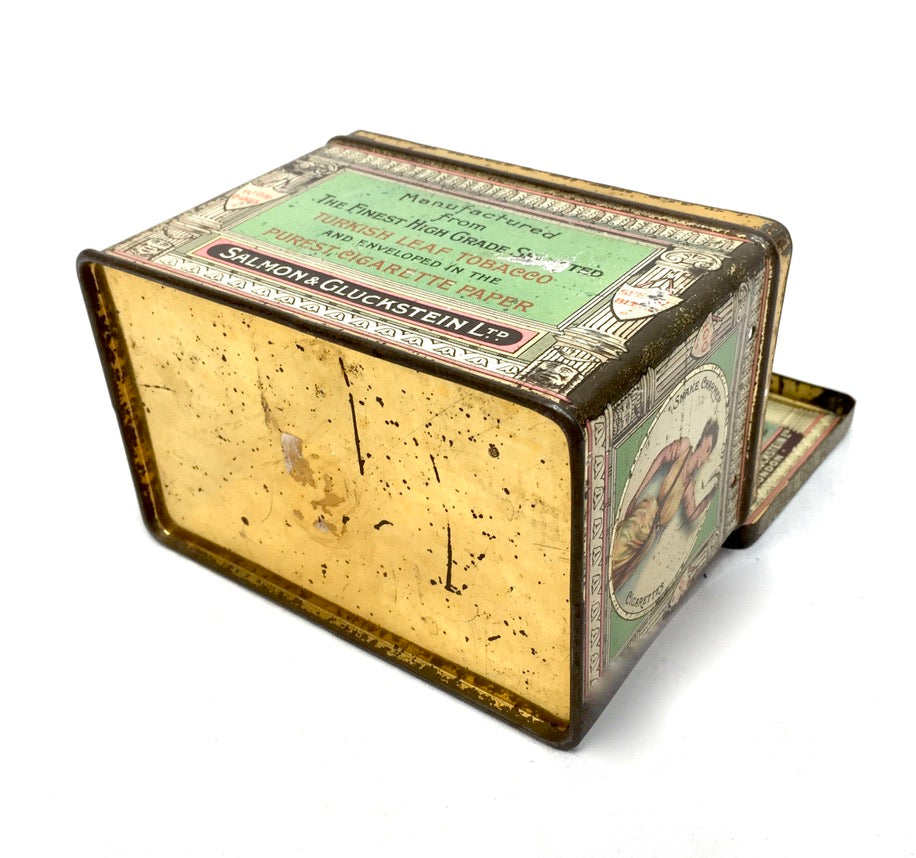 Antique Salmon and Gluckstein 100 Snake Charmer Cigarette Tin / RARE Large Size