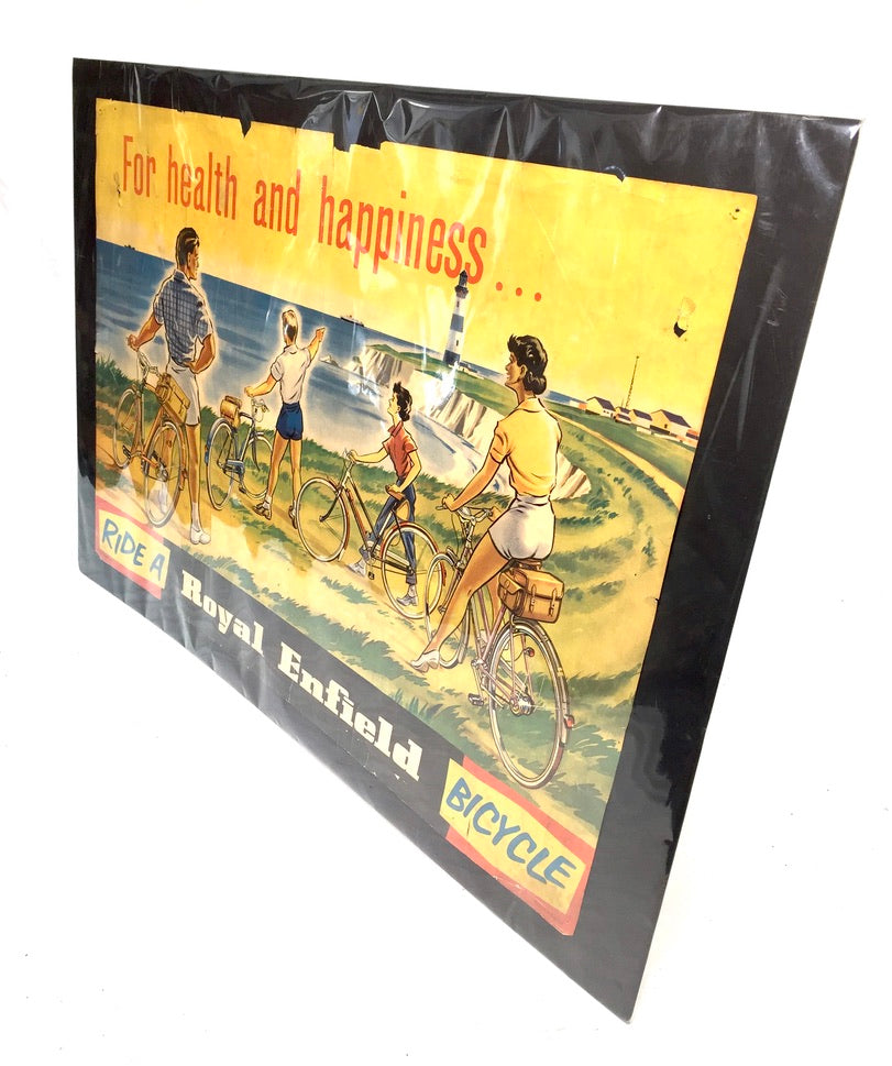 Antique Advertising - Early 20th Century Royal Enfield Bicycle Poster Sign c1930