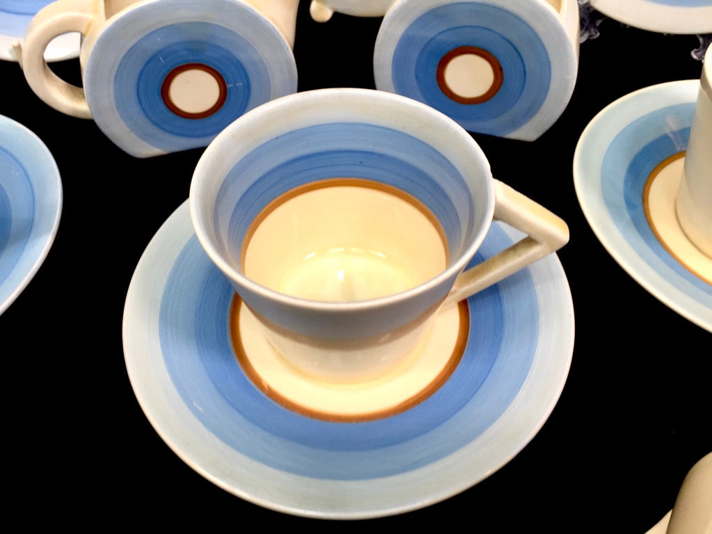 Clarice Cliff - Bonjour Shape Coffee / Tea Set / Art Deco Pottery / Antique