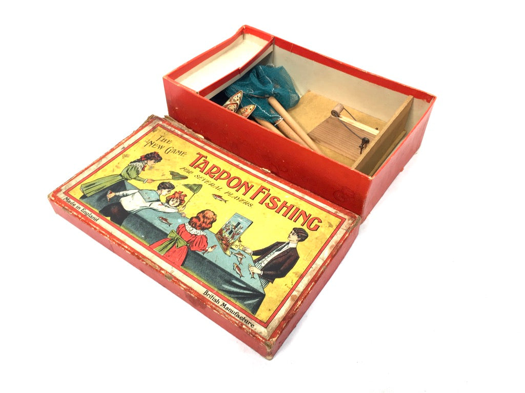 Antique Tabletop Victorian Tarpon Fishing Parlour Game in Original Box / c.1895