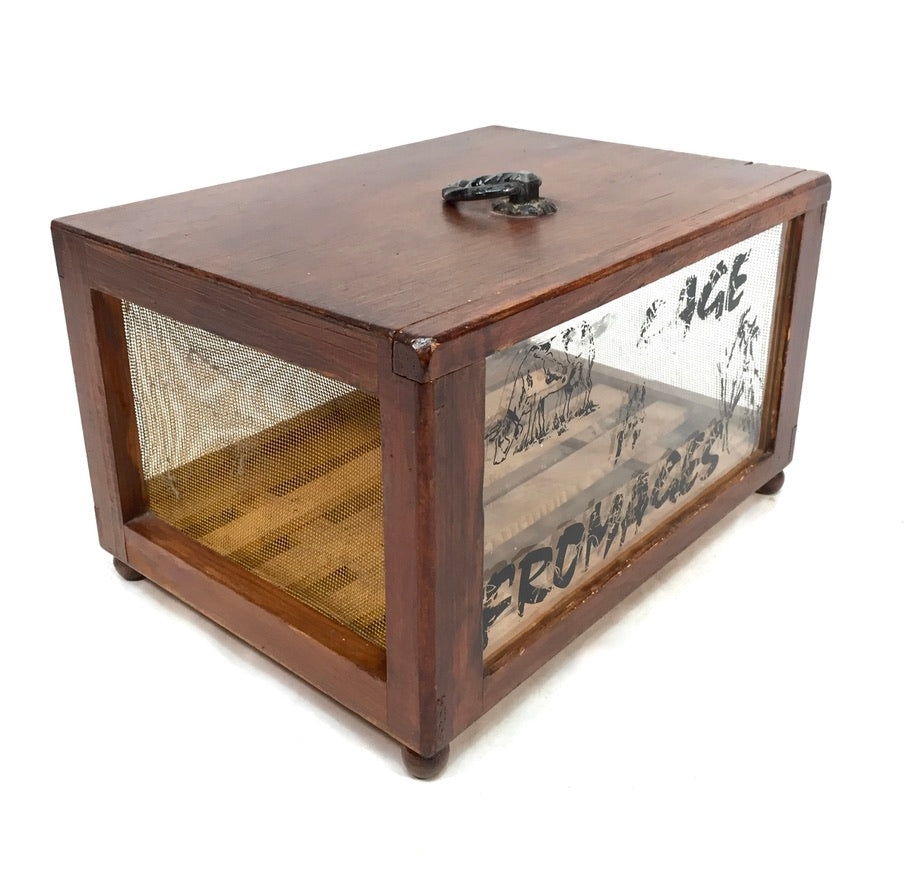 Vintage French Wooden & Glass Cheese Box Keeper / Cave à Fromage / Antique