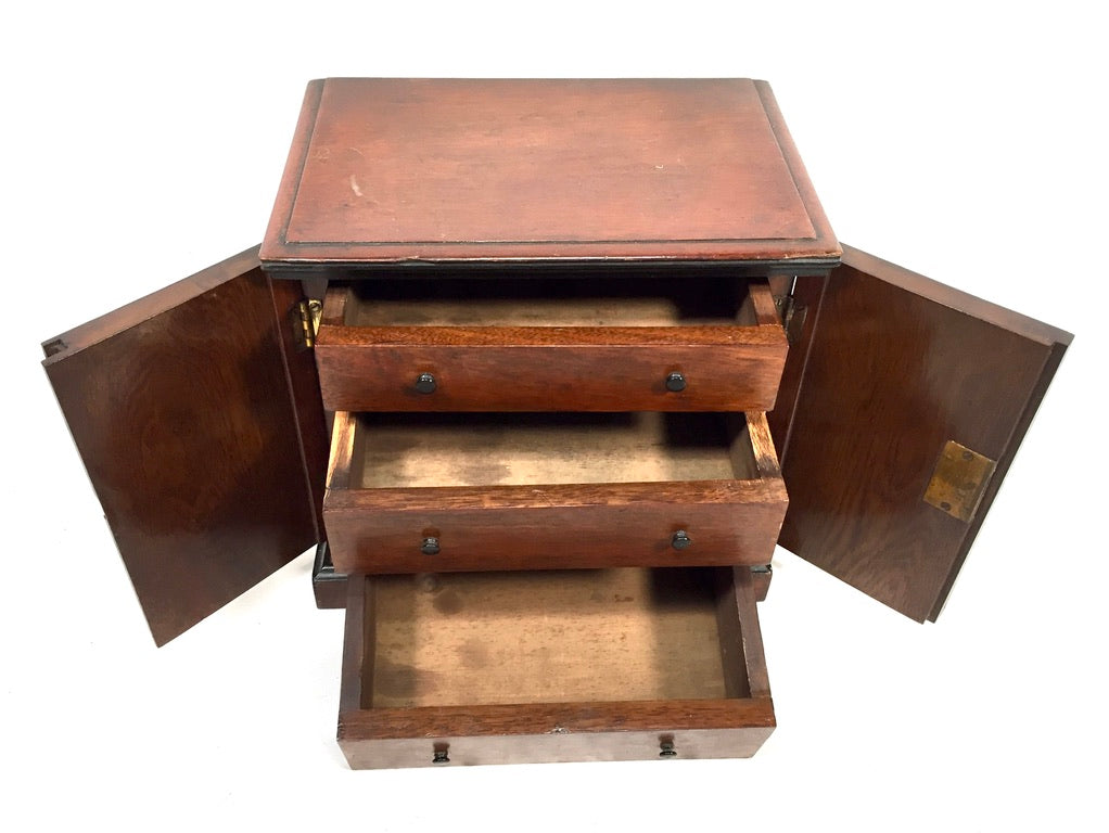 Antique Victorian Wooden Humidor / Small Chest of Drawers Collectors Cabinet Box