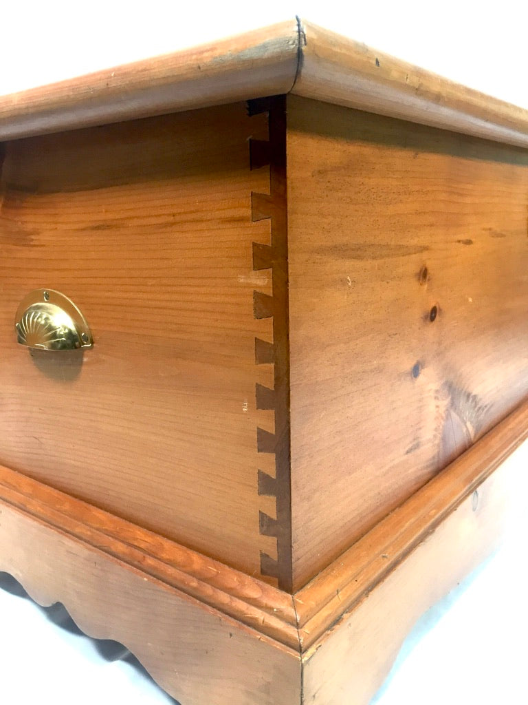 Vintage Wooden Large Pine Storage Trunk / Blanket Box Coffer Late 20th Century