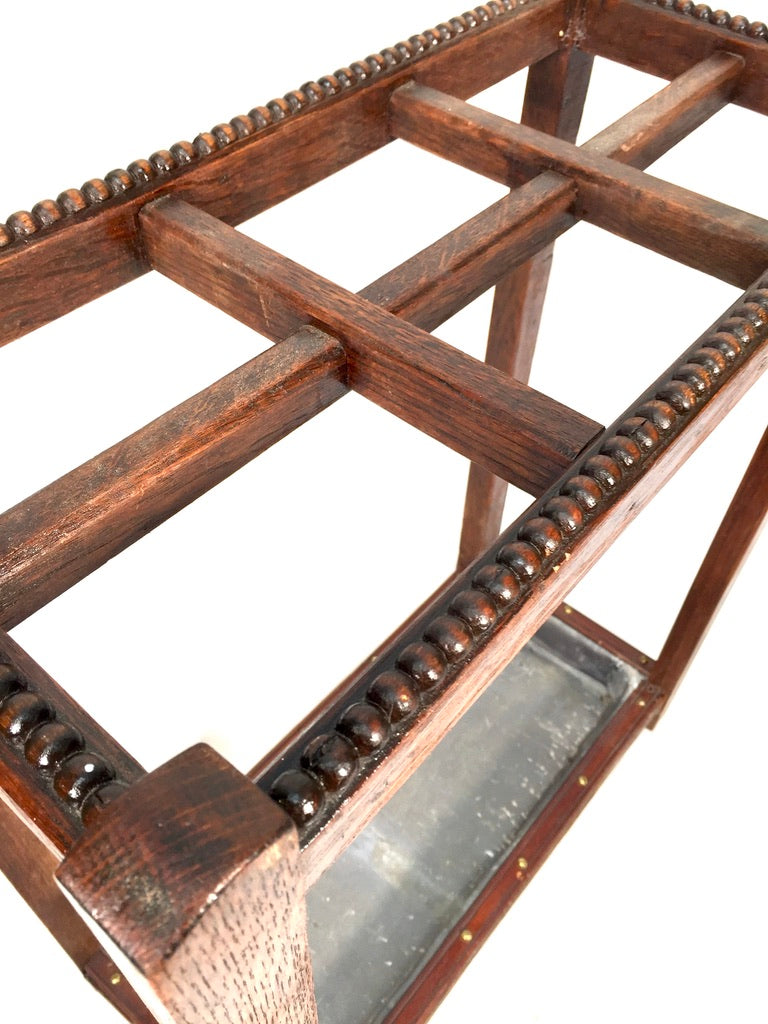Antique Entrance Hall Oak Wooden Stick and Umbrella Stand Holder Rack c.1930