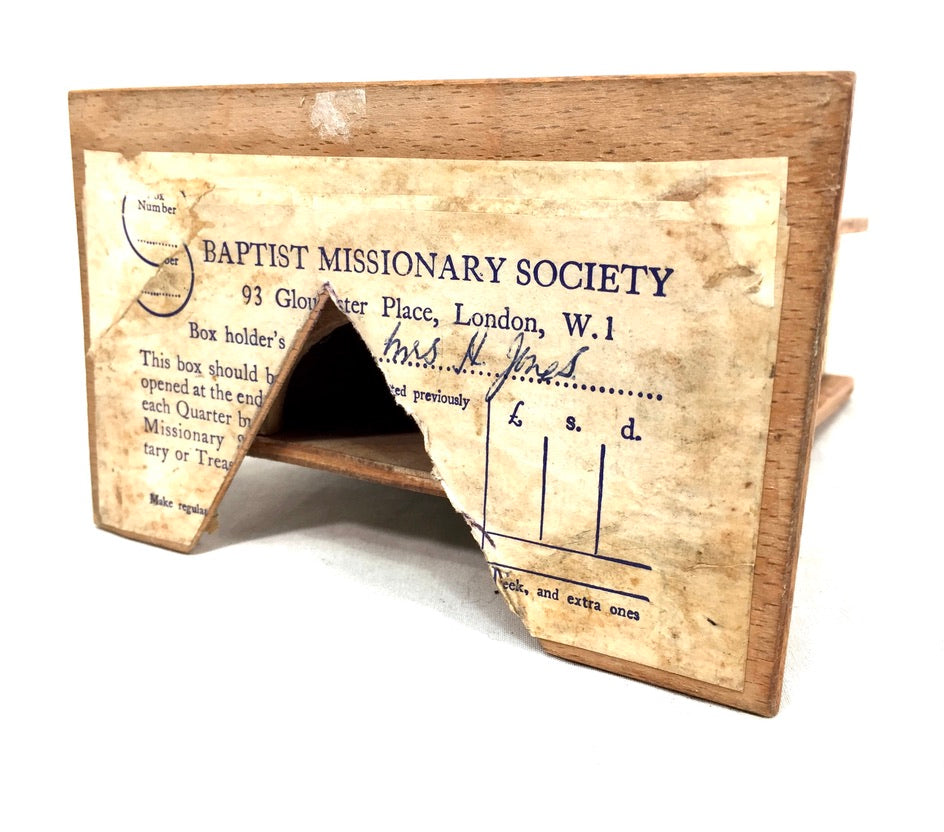 Antique Wooden Missionary Baptist Society Money Collection Box / Offering c.1930
