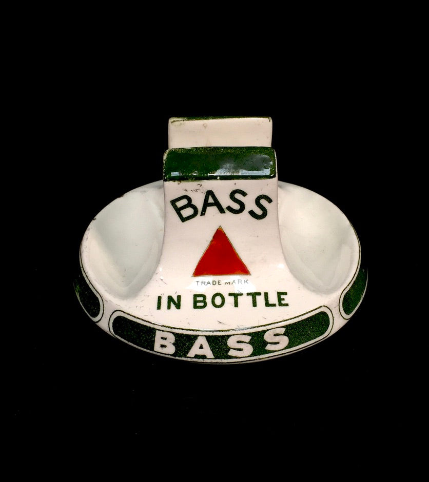 Antique Advertising Ceramic Bass in Bottle Match Box Holder & Striker - Mintons