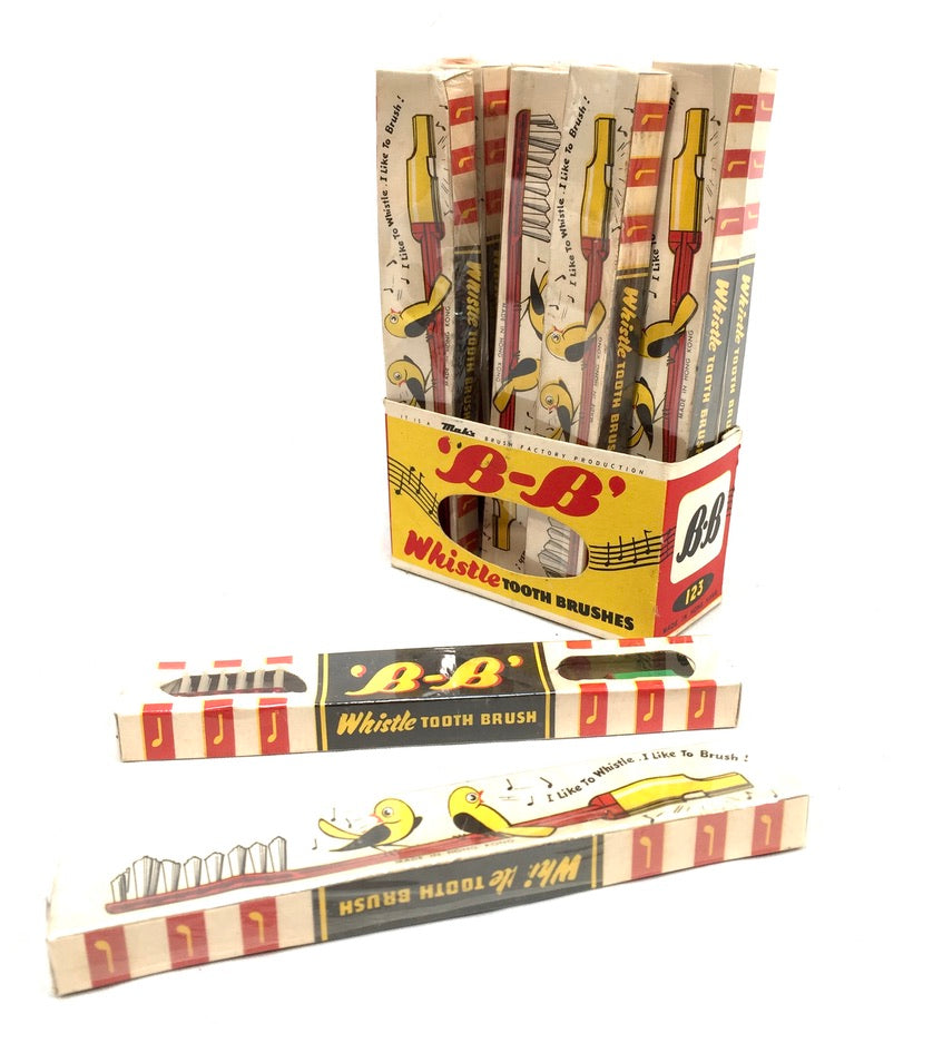 Antique Advertising - B-B Band Whistle Toothbrush Shop Display Box c.1950