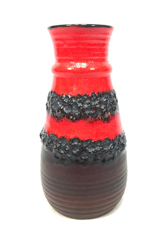 Vintage West German Pottery Lava Vase / Jug / Red &amp; Black / Retro 1970's