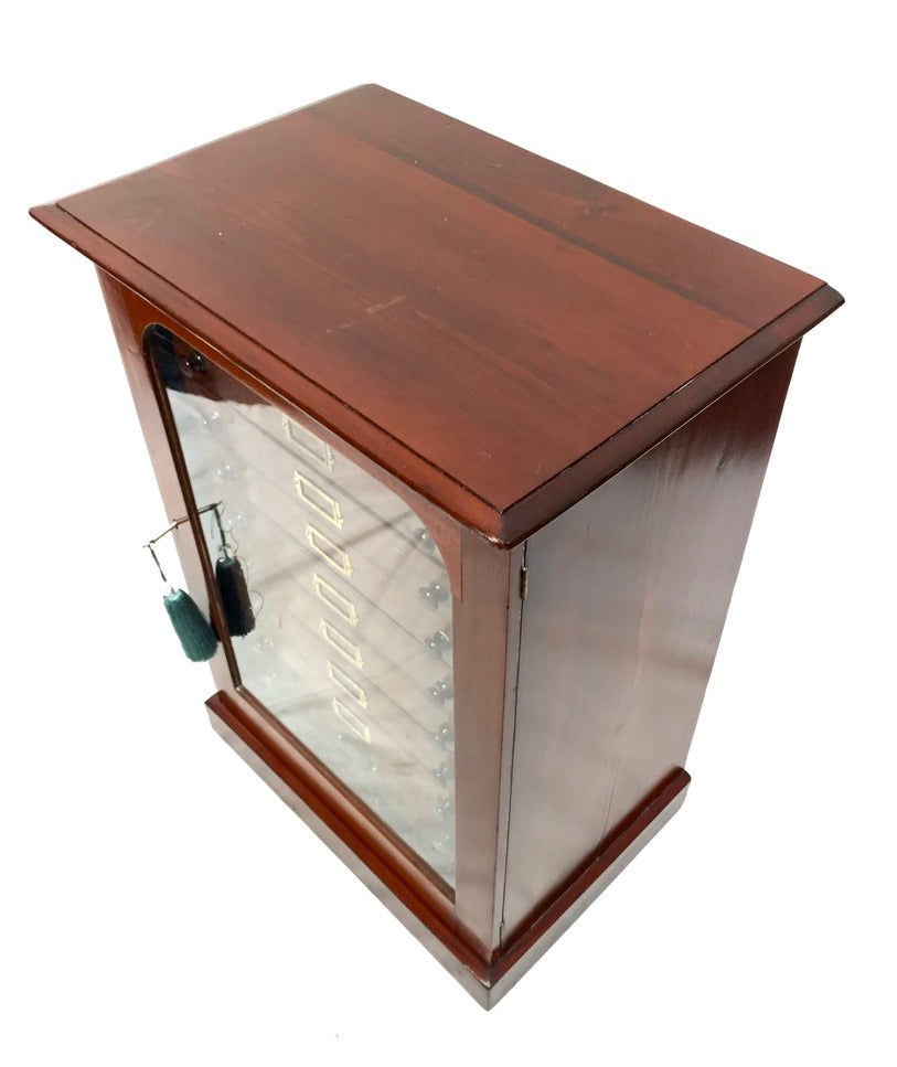 Antique Victorian Mahogany & Glass Specimen Collectors Filing Drawer Cabinet