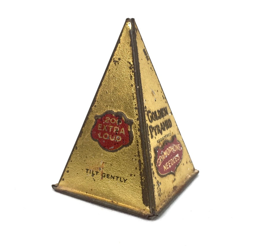 Antique Advertising - Golden Pyramid 200 Extra Loud Gramophone Needle Tin c.1920