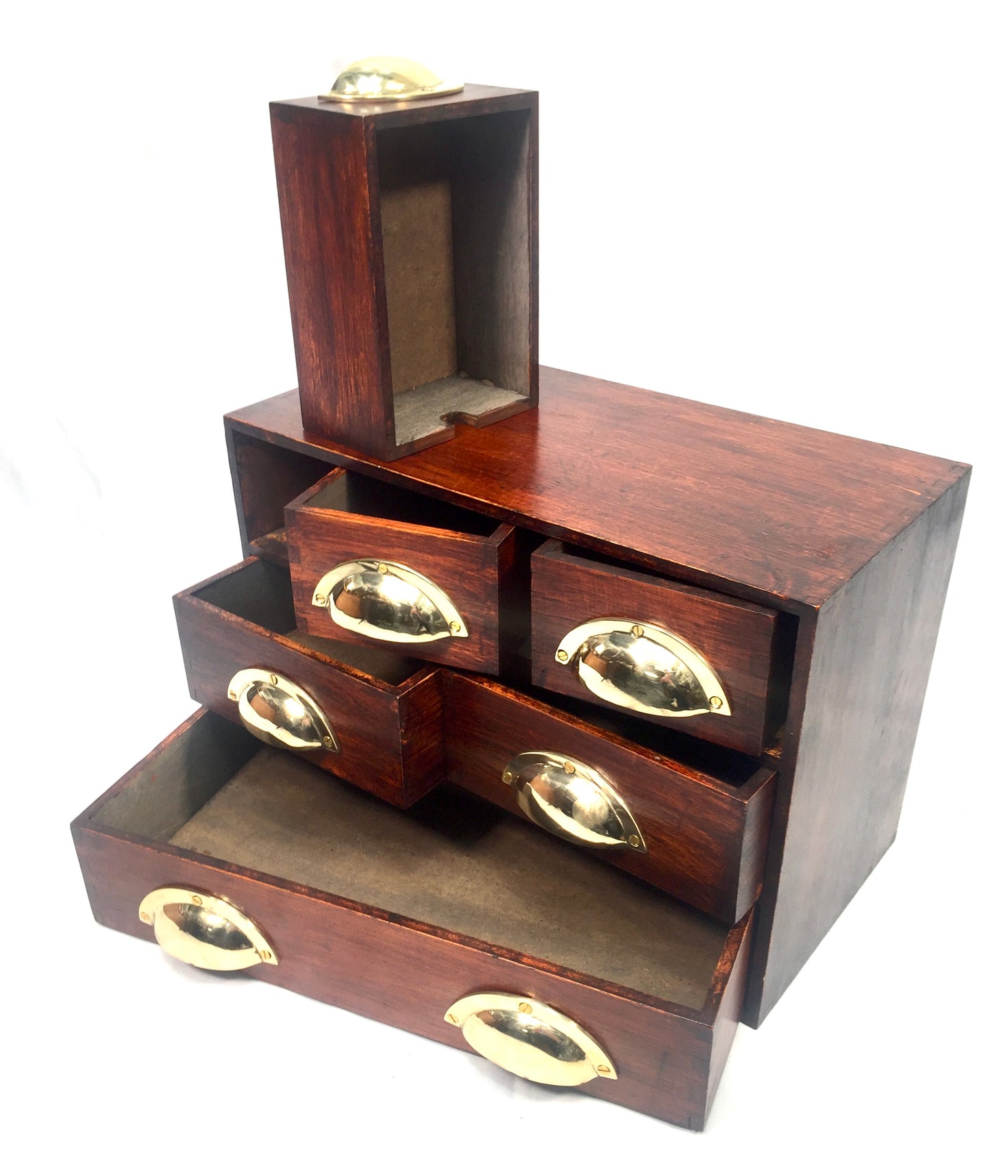 Vintage Wooden Tabletop Storage Drawers / Desktop Filing Cabinet Box c.1950
