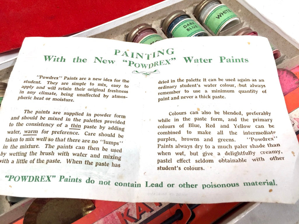 Antique Mid 20th Century Kay Dry Powder Pigment Paint Box / Artists Set in Box