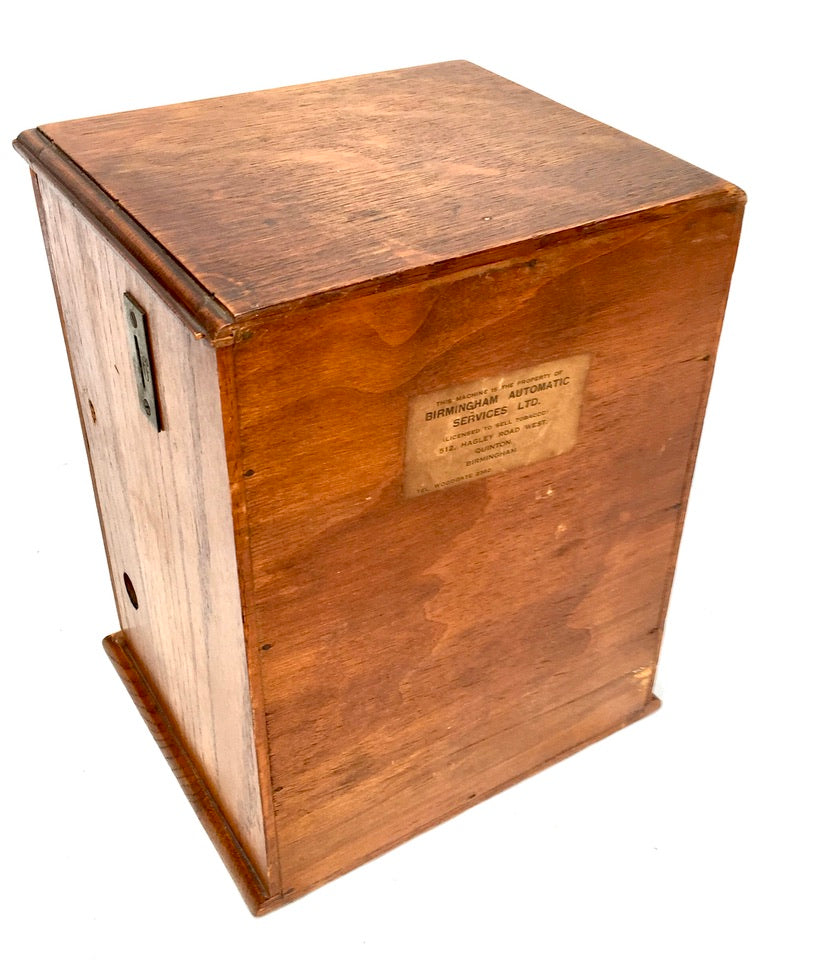 Antique Advertising - Wooden Tabletop Coin Operated Cigarette Vending Machine